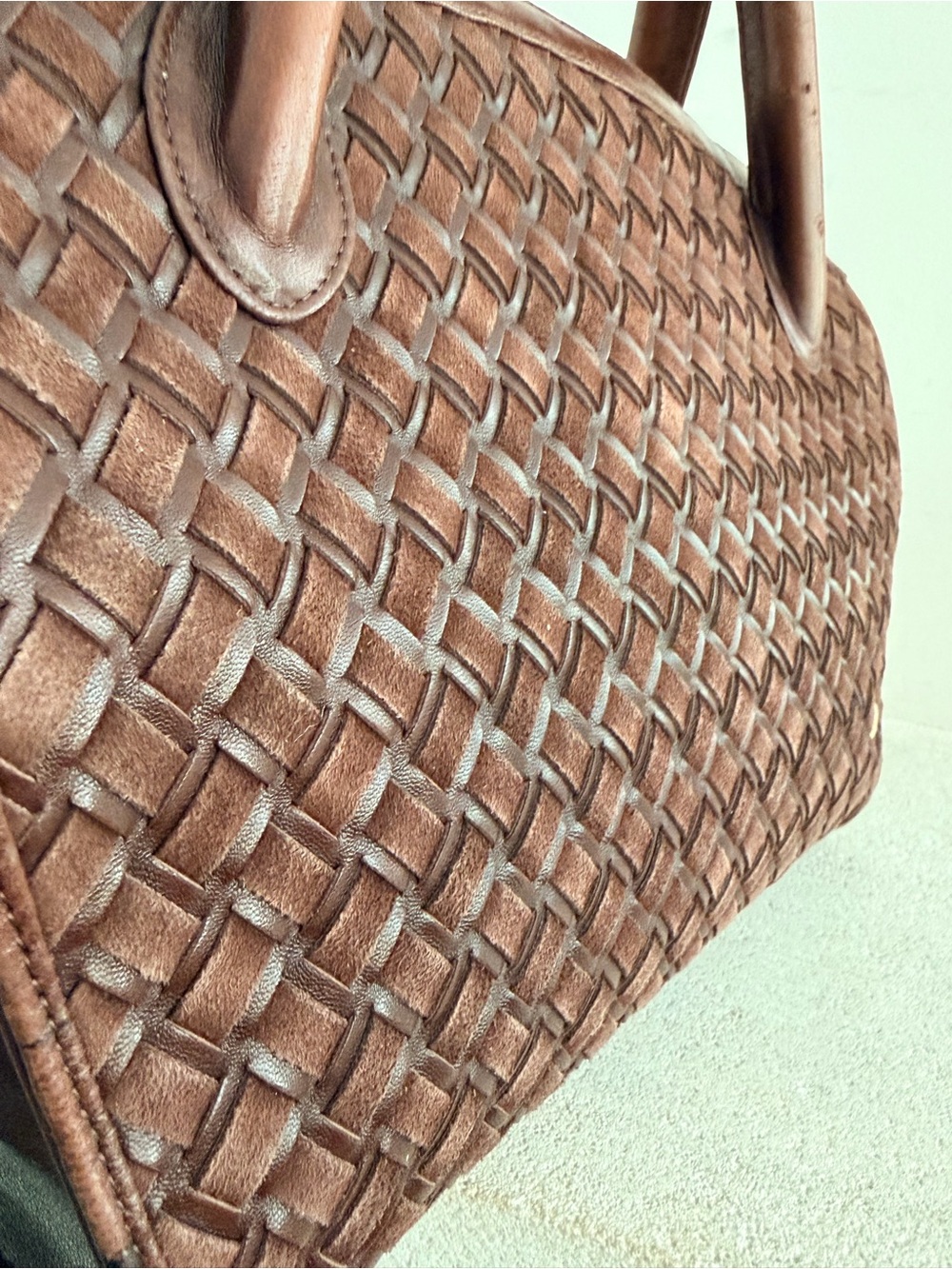 BALLY Vintage Basketweave Woven Leather Top Handle Satchel - Picture 3 of 14